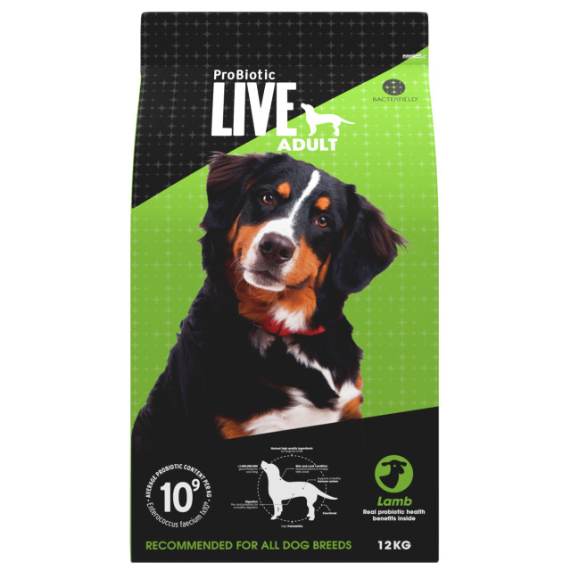 ProBiotic LIVE ラム12kg 全犬種 成犬用 プロバイオティック ライブ ドッグフード BACTERFIELD