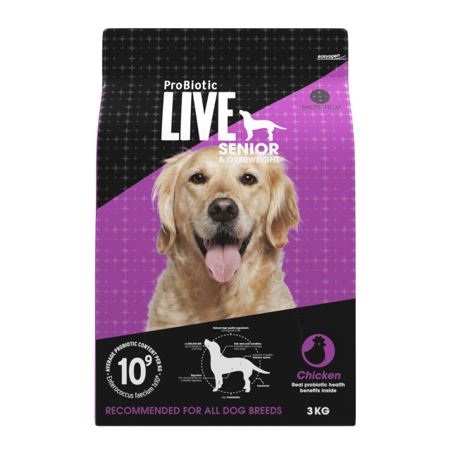 ProBiotic LIVE チキン3kg 高齢・シニア犬・減量用・太り気味 プロバイオティック ライブ ドッグフード BACTERFIELD