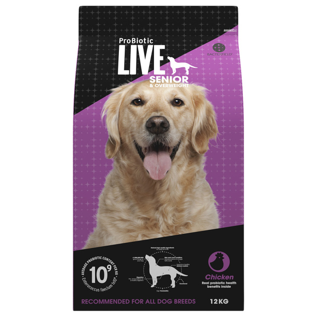 ProBiotic LIVE チキン12kg 高齢・シニア犬・減量用・太り気味 プロバイオティック ライブ ドッグフード BACTERFIELD