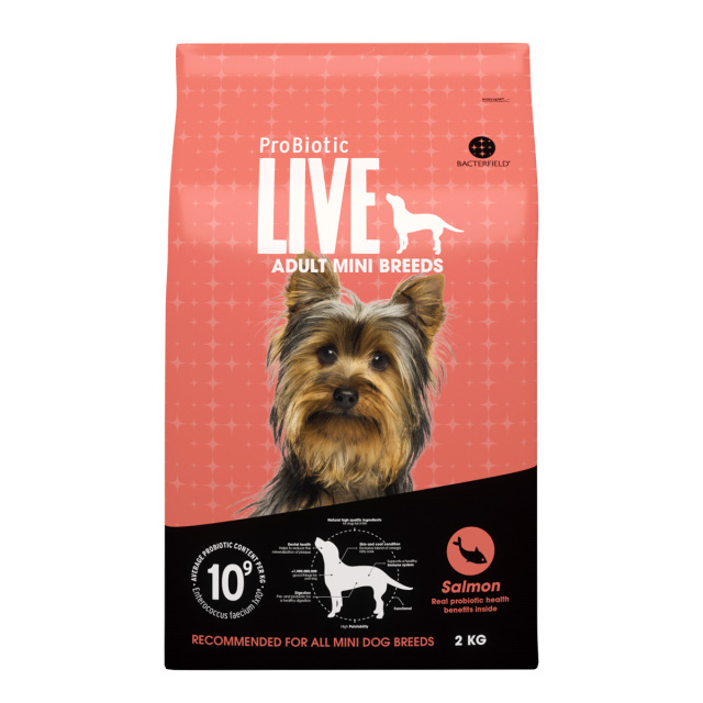 ProBiotic LIVE サーモン2kg 小型犬用 成犬用 プロバイオティック ライブ ドッグフード BACTERFIELD