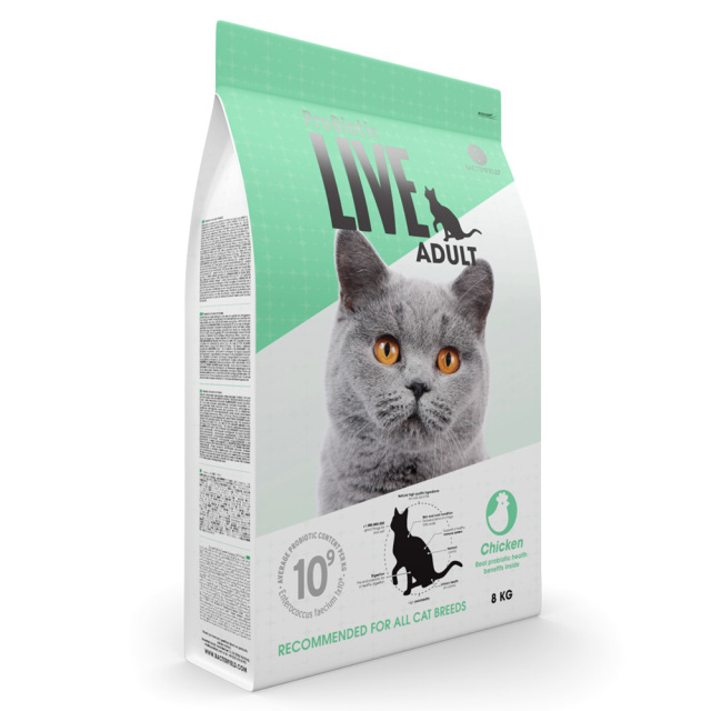 ProBiotic LIVE 成猫用 チキン8kg 立体パッケージ プロバイオティック ライブ キャットフード BACTERFIELD