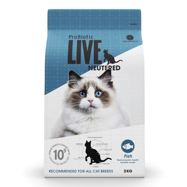 ProBiotic LIVE 避妊・去勢猫用 フィッシュ2kg プロバイオティック ライブ キャットフード BACTERFIELD