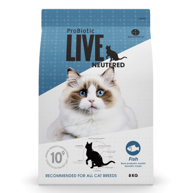 ProBiotic LIVE 避妊・去勢猫用 フィッシュ8kg プロバイオティック ライブ キャットフード BACTERFIELD