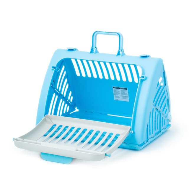 折りたたみペットキャリーバッグ ライトブルー 開口イメージ