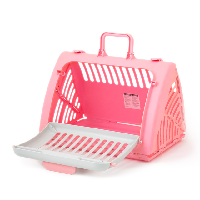 折りたたみペットキャリーバッグ ピンク 開口イメージ