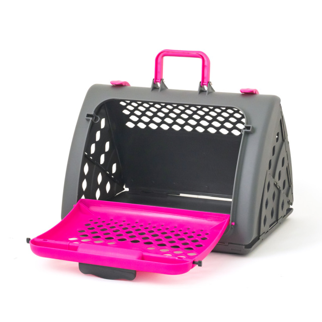 折りたたみペットキャリー ハードケース ピンク 開口イメージ