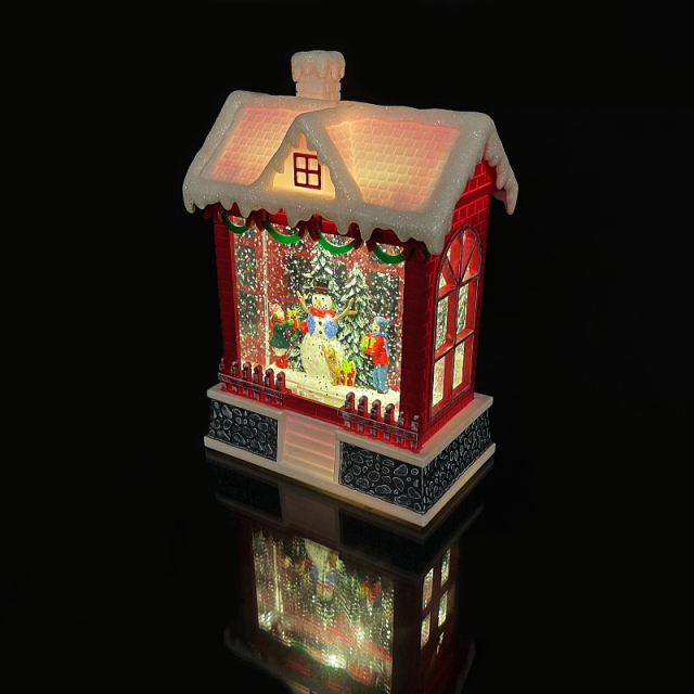 クリスマス置物 スノーイングハウスライト スノードーム 電子オルゴール 暗闇でのライトアップ