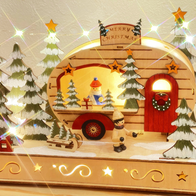 クリスマス置物 ウッドハウスライトスタンド 南貿易 アップ