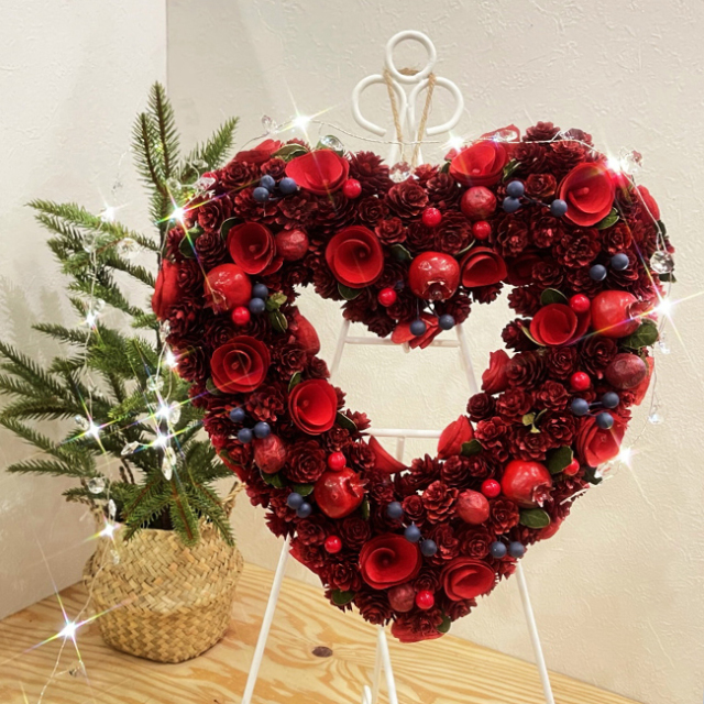 ハートリース　リース Heart natural wreathe （rounded） リース 布リース | zakky market