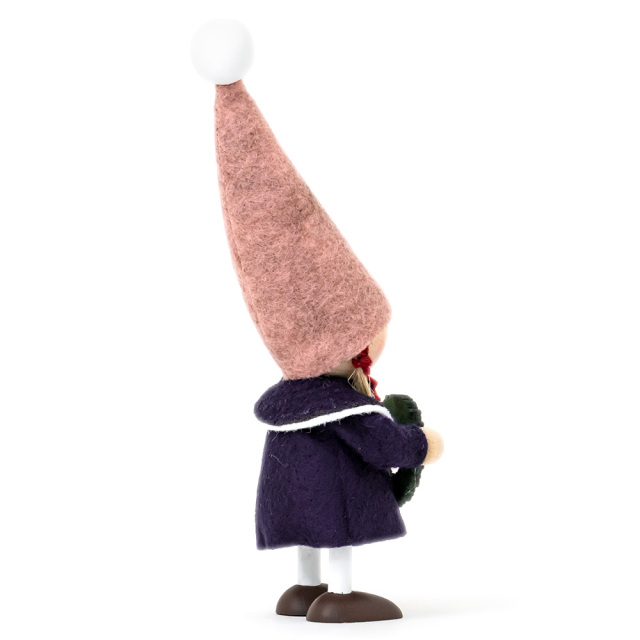 クリスマス 木製人形 リースを持った女の子 ハーモニー かわいい ハンドメイド ノルディカニッセ NORDIKA nisse NRD120712 斜め背面