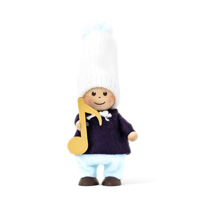 クリスマス 木製人形 音符を持った男の子 ハーモニー かわいい ハンドメイド ノルディカニッセ NORDIKA nisse NRD120714 正面