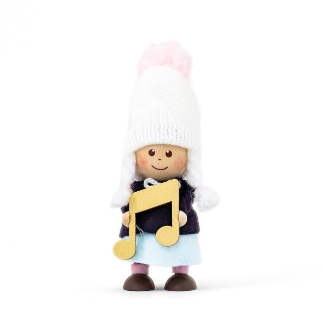 クリスマス 木製人形 音符を持った女の子 ハーモニー かわいい ハンドメイド ノルディカニッセ NORDIKA nisse NRD120715 正面