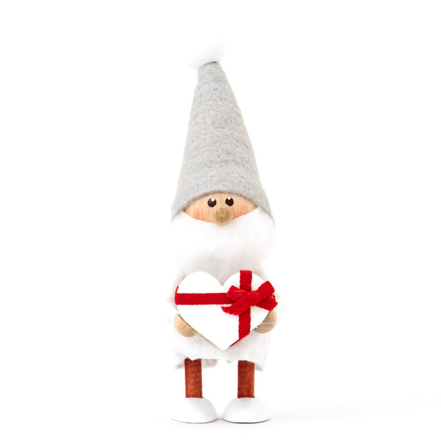 ノルディカニッセ 木製人形 クリスマス かわいい NRD120686 ハートフル サンタ サイレントナイト ホワイト レッド 正面