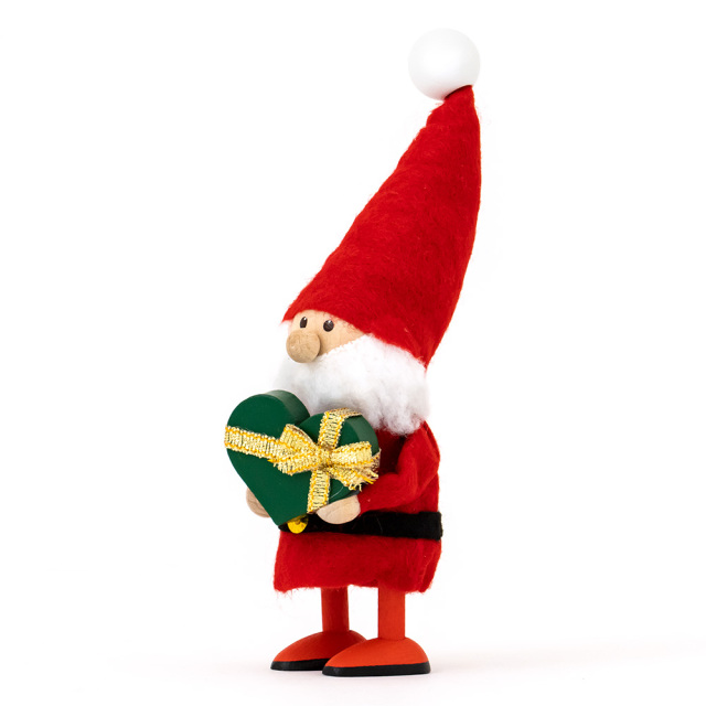 ノルディカニッセ 木製人形 クリスマス かわいい NRD120684 ハートフル サンタ サイレントナイト グリーン ゴールド 斜め正面
