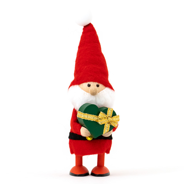 ノルディカニッセ 木製人形 クリスマス かわいい NRD120684 ハートフル サンタ サイレントナイト グリーン ゴールド 正面
