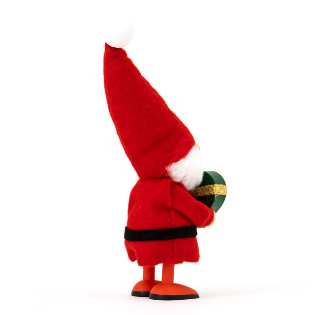 ノルディカニッセ 木製人形 クリスマス かわいい NRD120684 ハートフル サンタ サイレントナイト グリーン ゴールド 斜め背面