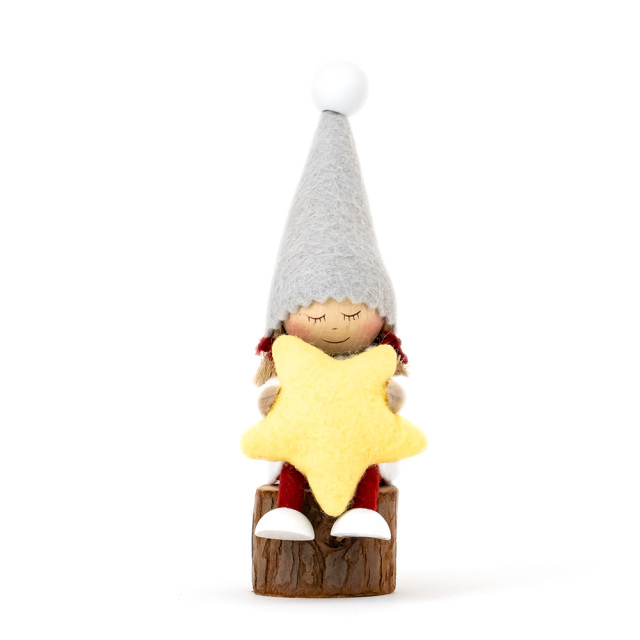 クリスマス 木製人形 お座りねんね女の子(星) サイレントナイト かわいい ハンドメイド ノルディカニッセ NORDIKA nisse NRD120725 正面
