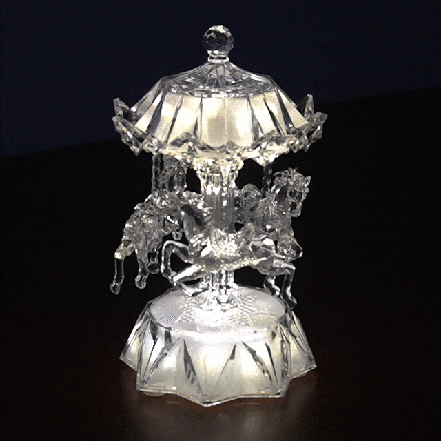 アクリルカルーセルライトスタンドが回っている動画 クリスマスソング8曲入りの電子オルゴール BC39067