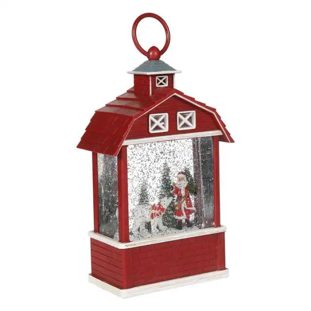 スノーイングバーンランタン クリスマス置物 電子オルゴール