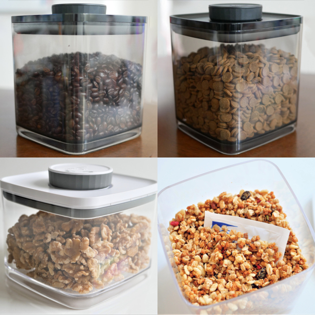 真空保存容器 ターンシール 密閉容器 エバーロック 密封・密閉・遮光 ANKOMN 使用イメージ ペットフード コーヒー豆