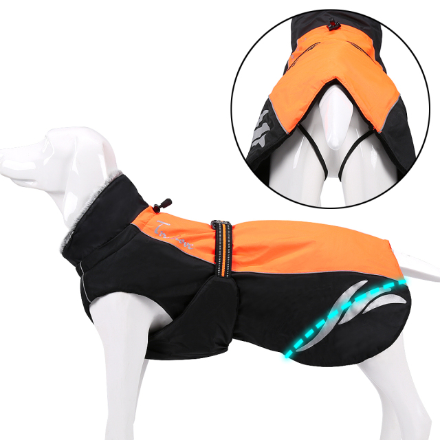 犬服 多機能アウトドアコート Truelove 防寒着 ドッグウェア 簡単着脱 リフレクター 紐で足固定