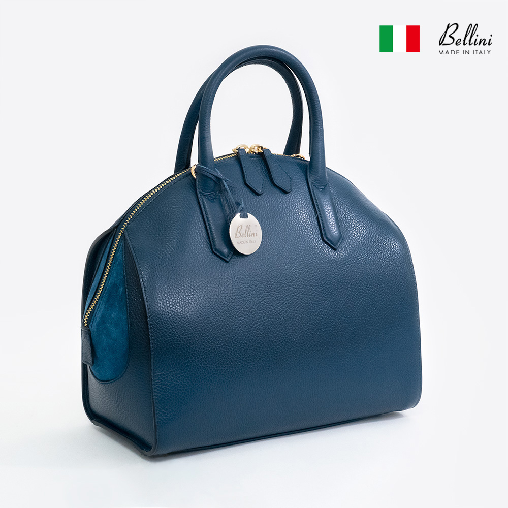 Bellini 本革 2WAYハンドバッグ ボルゲリ ネイビー イタリア直輸入 カーフレザー 牛革 FB001AGC
