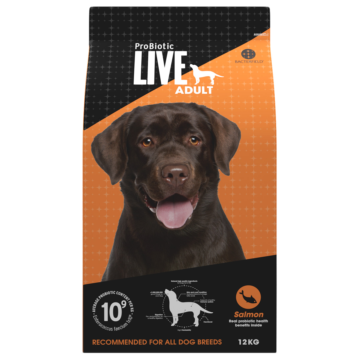 ProBiotic LIVE 成犬用 サーモン12kg 全犬種 プロバイオティック ライブ ドッグフード BACTERFIELD