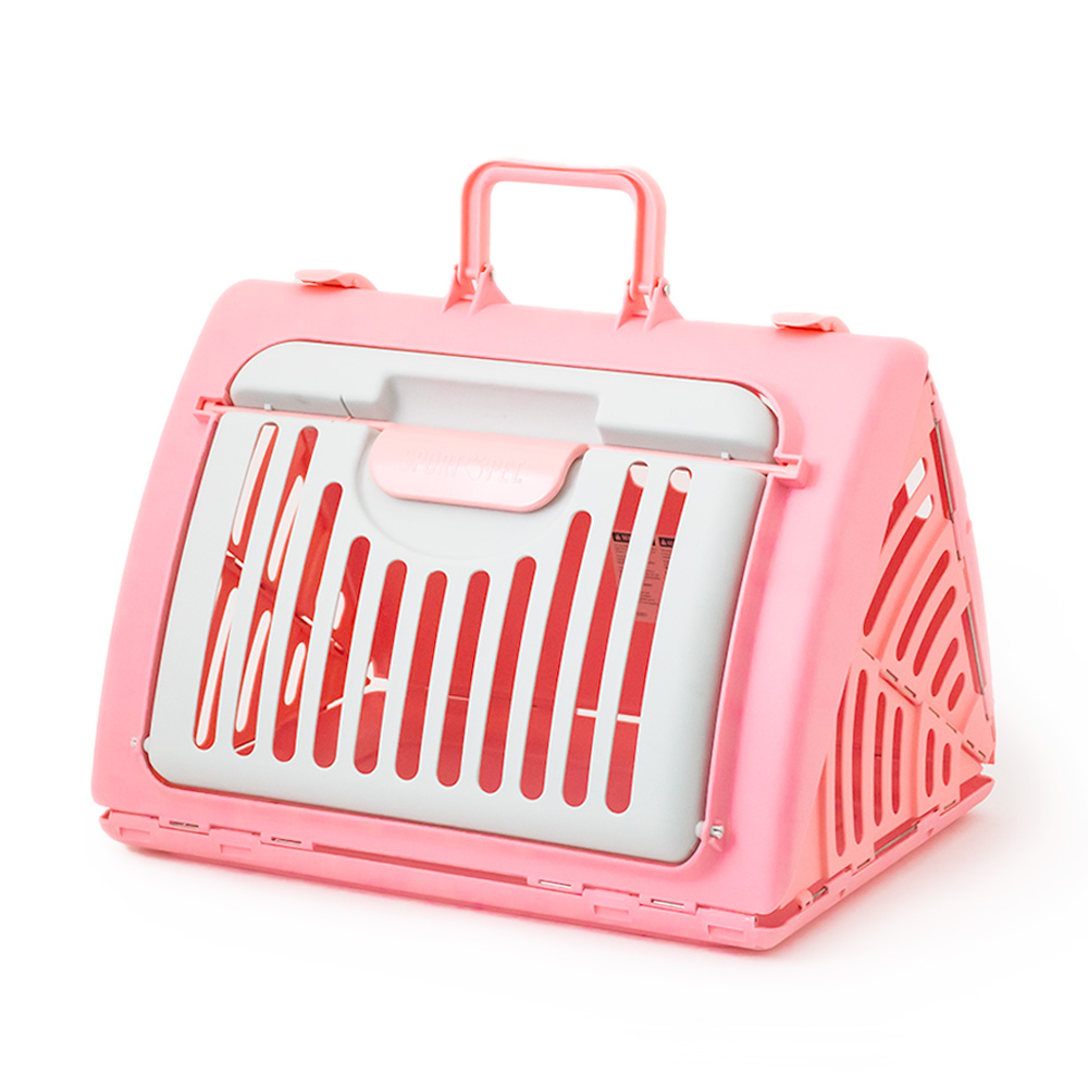 折りたたみペットキャリー ハードケース ピンク 正面