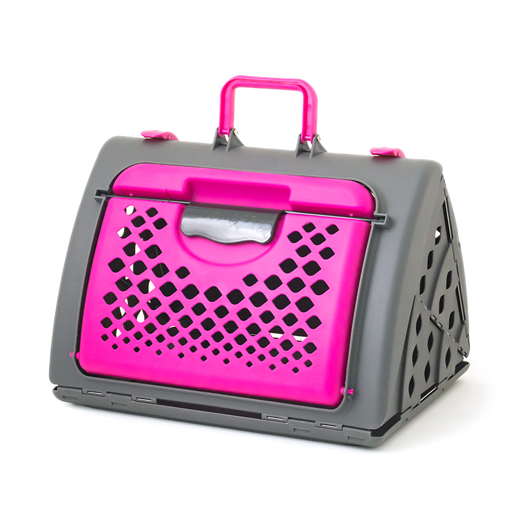折りたたみペットキャリー ハードケース ピンク 正面