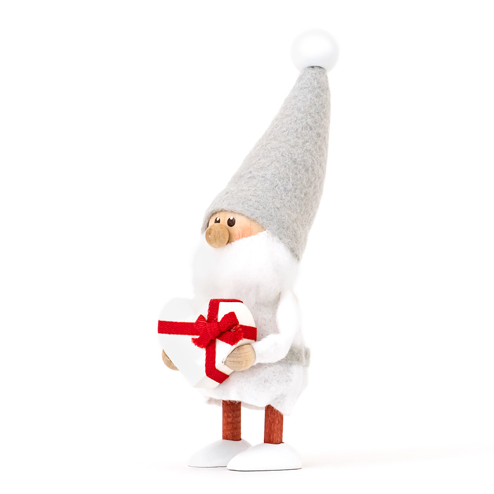 ノルディカニッセ 木製人形 クリスマス かわいい NRD120686 ハートフル サンタ サイレントナイト ホワイト レッド 斜め正面