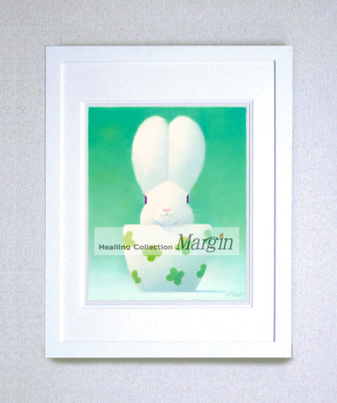 【新作】染め版画（半切）　四ツ葉のカップ