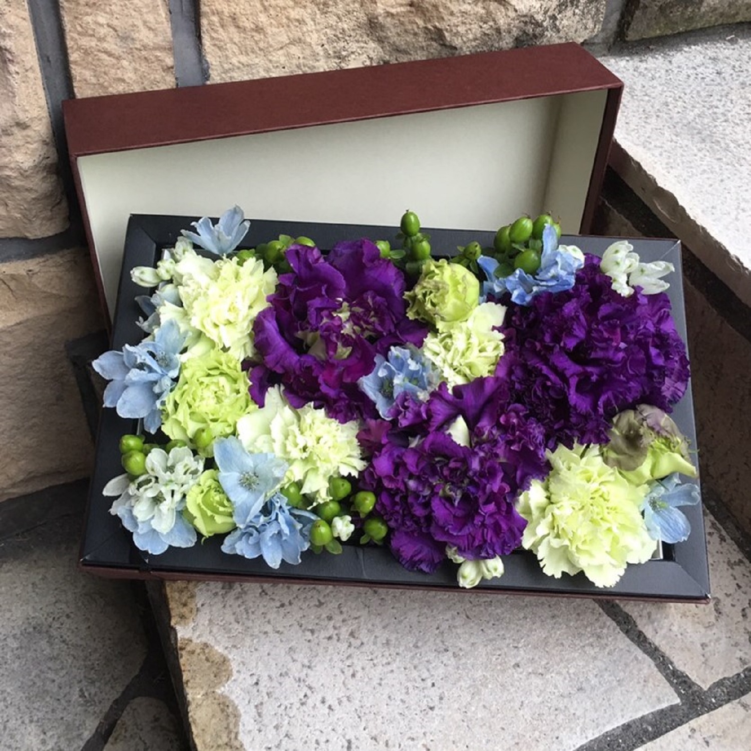ブルー×パープル　Ｍデザイン　ＢＯＸ　フラワー