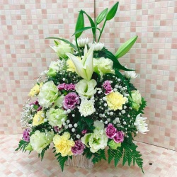 お供え お悔やみ 法要 一周忌 供花 枕花 カラフル  アレンジメント