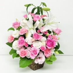 誕生日 結婚記念日 移転祝 劇場 発表会 ピンク 白 Ｌ アレンジメント