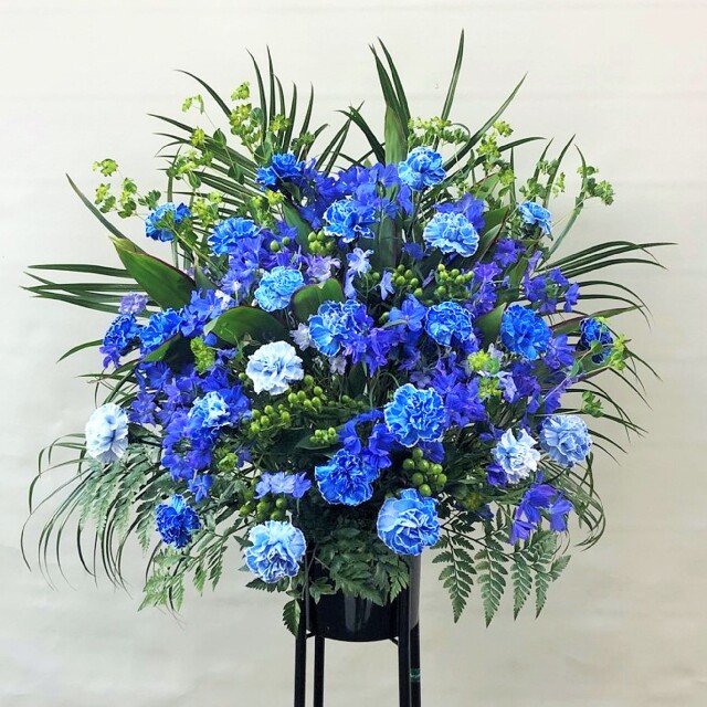 スタンド花1段 バラ 開店祝い 楽屋花 公演祝 青 水色