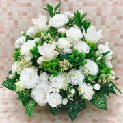 お供え お悔やみ 法要 一周忌 供花 枕花 白 緑 アレンジメント