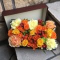 オレンジ×イエロー　Ｍデザイン　ＢＯＸ　フラワー