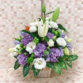 お供え お悔やみ 法要 一周忌 供花　白 紫 トルコ アレンジメント