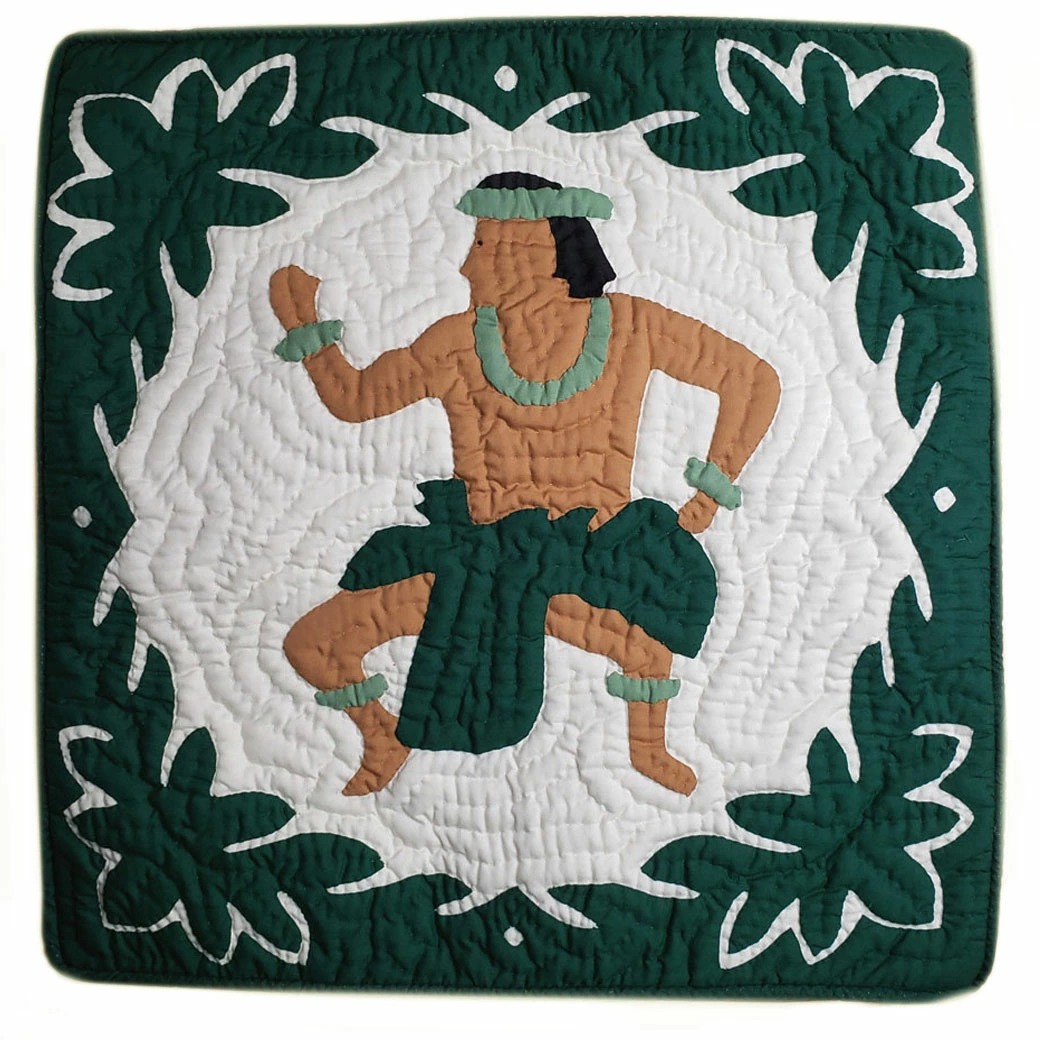 ハワイアンキルトグッズ クッションカバー カネフラ 46×46 ハンドメイド