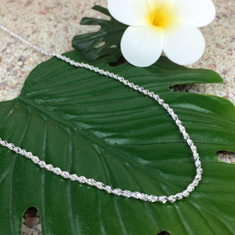 シルバー カット フレンチロープチェーン　45cm　ハワイアンジュエリー/ハワイアンアクセサリー　SILVER925　