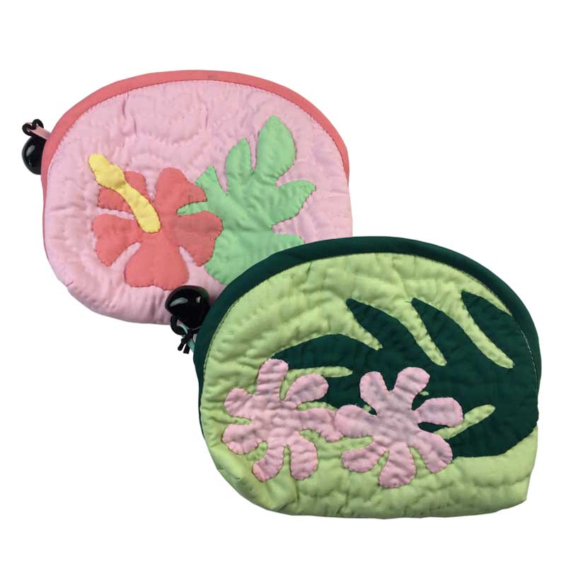 ハワイアンキルト　ククイ付きポーチ/ Hawaiian Quilt