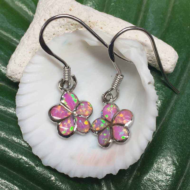 ハワイアンジュエリー　シルバーフックピアス　プルメリアオパール/Hawaiianjewely