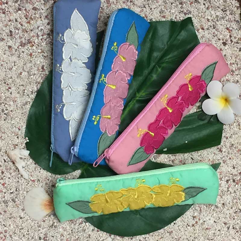 ハワイアンキルト　Hawaiian Quilt 　ハイビスカスペンケース　/小物入れ　ハワイアン雑貨