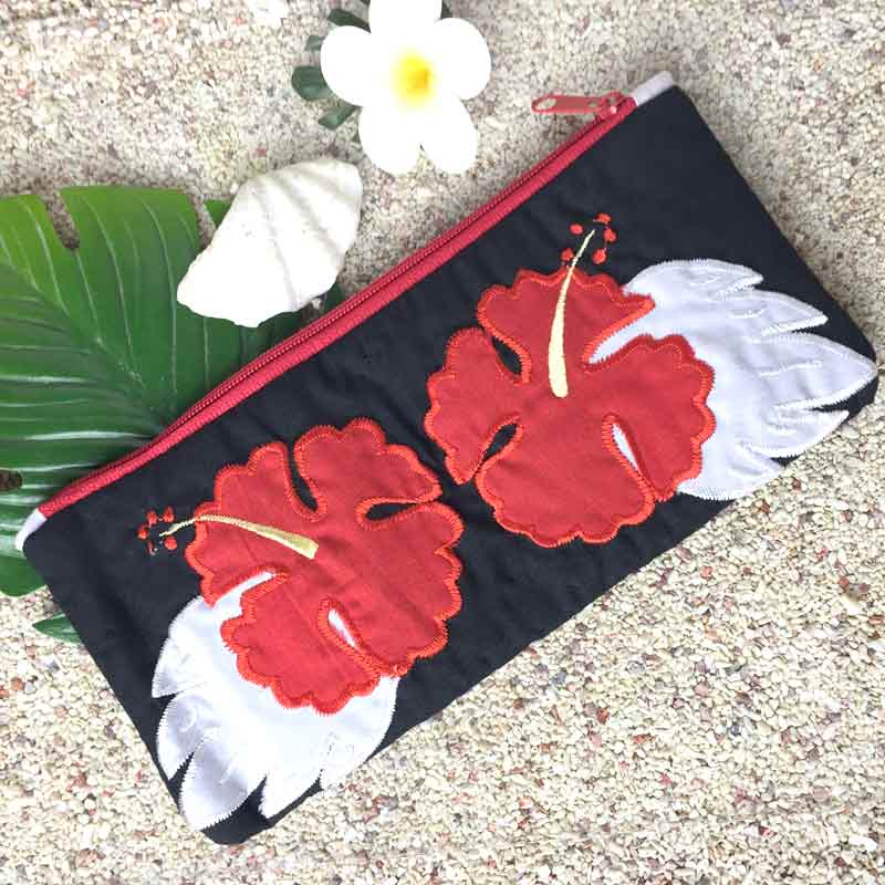 ハワイアンキルト Hawaiian Quilt ハイビスカス ポーチ 小物入れ ペンケース 財布