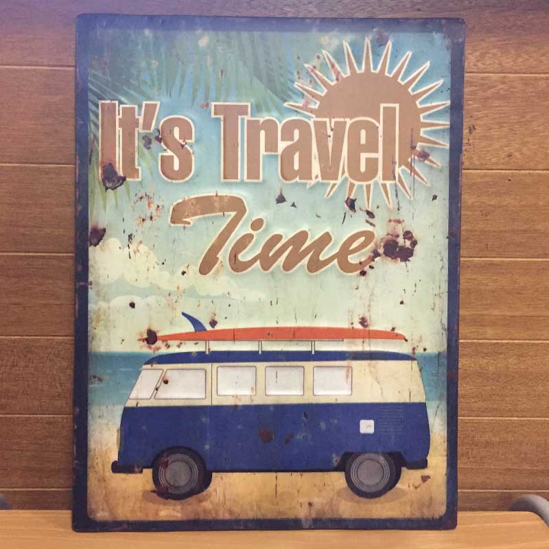 Antique Emboss Plate　レトロ調　レクトエンボスプレート　It's Travel Time