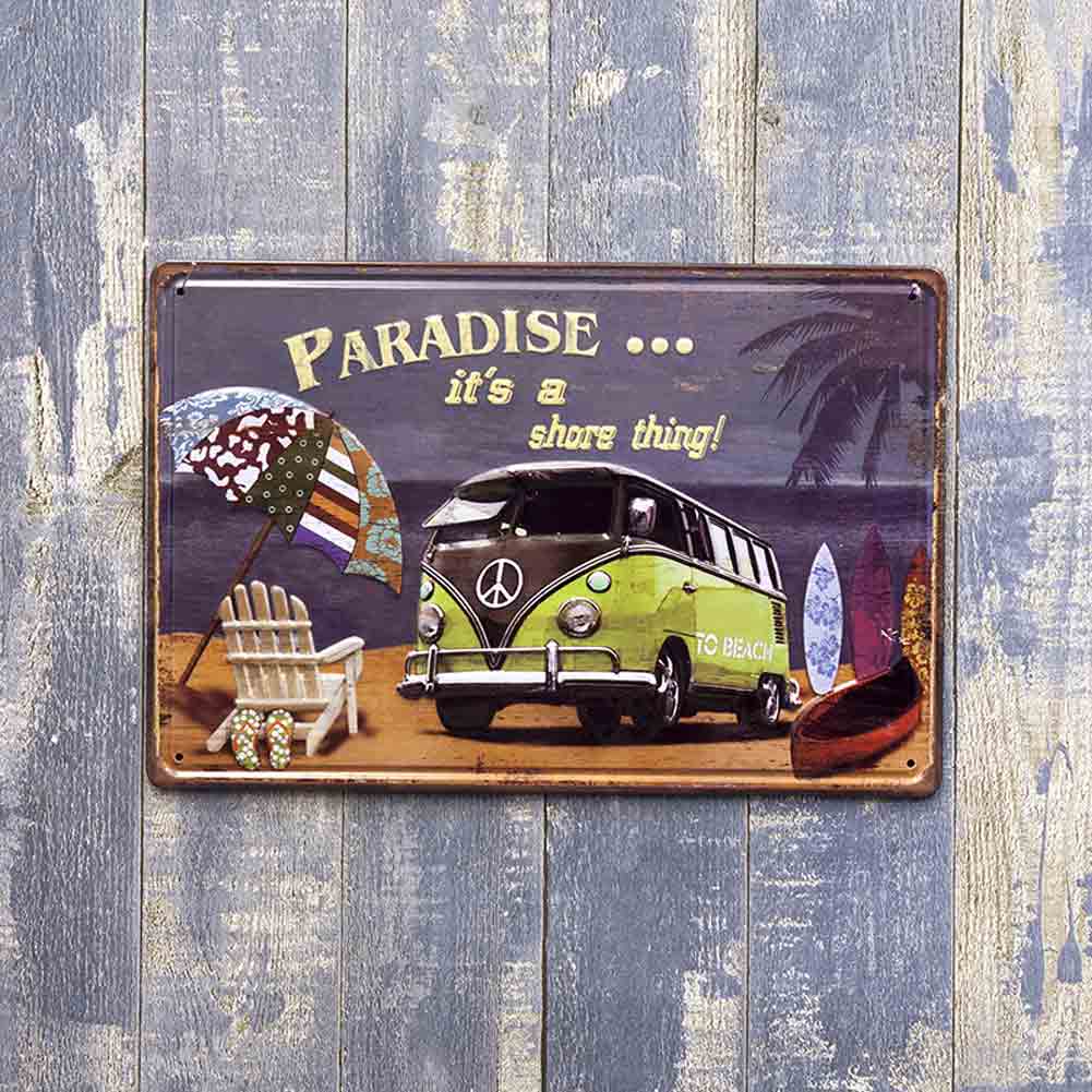 アンティークメタルプレートS paradise ブリキの看板 /サインプレート看板 スチールボード アメリカ雑貨