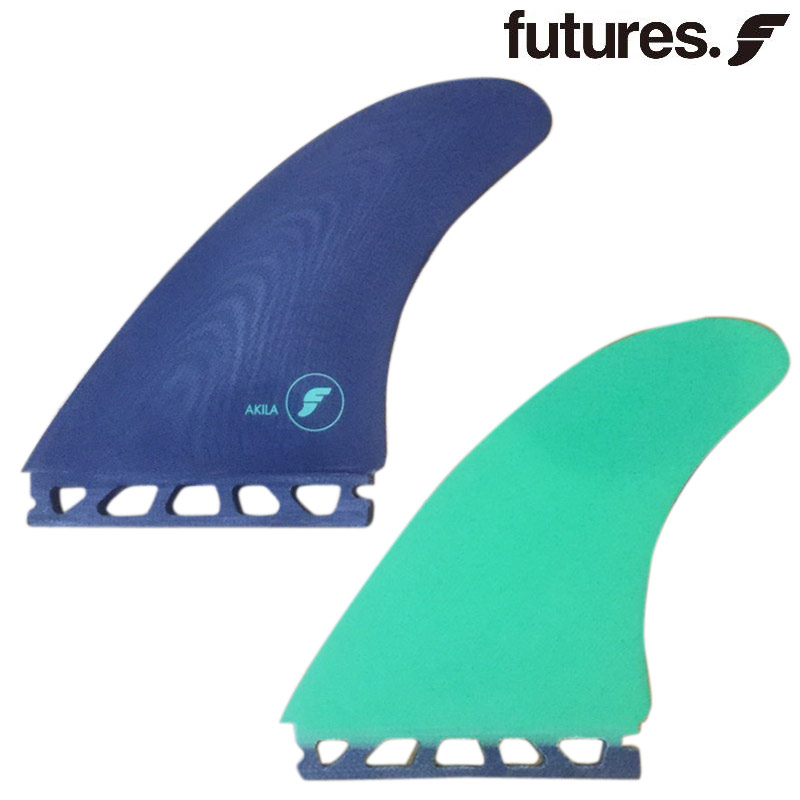 FUTURES TWIN KEEL 2FIN FIBER GLASS AKILA AIPA NAVY ハイパフォーマンスフィン / トライフィン ショートボードフィン サーフィン
