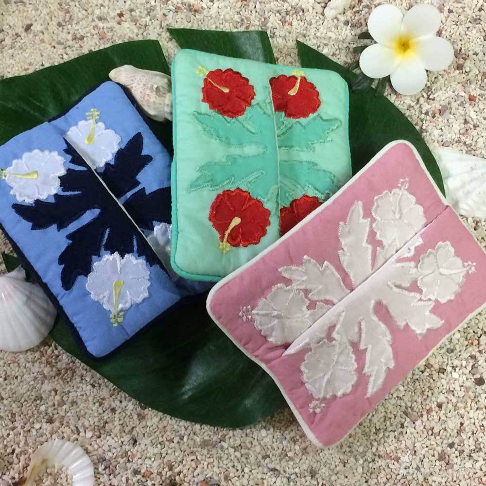 ハワイアンキルト Hawaiian Quilt ハイビスカス　ポケットティッシュケース　/インテリア雑貨　ハワイアン雑貨　インテリア　小物