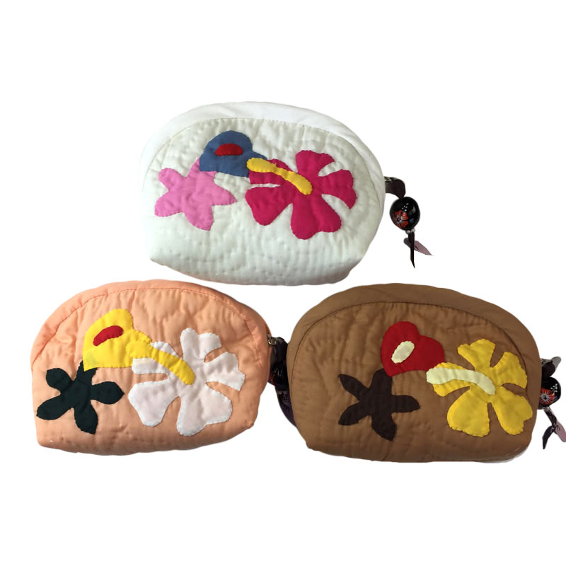 ハワイアンキルト Hawaiian Quilt　ハイビスカス＆ククイポーチ /ハワイアンキルト  バッグ ハワイアン雑貨