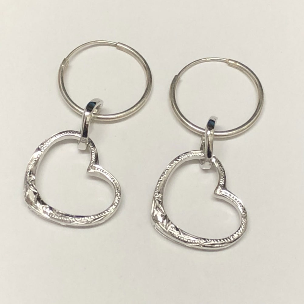 ハワイアンジュエリー　シルバー　ハートループピアス/ハワインアクセサリー